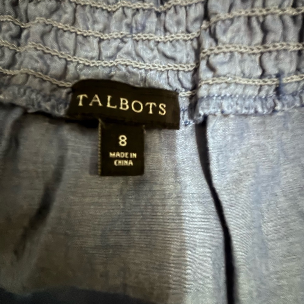 Talbots Women's Navy Off-Shoulder Dress with Floral Embroidery - Picture 5 of 6